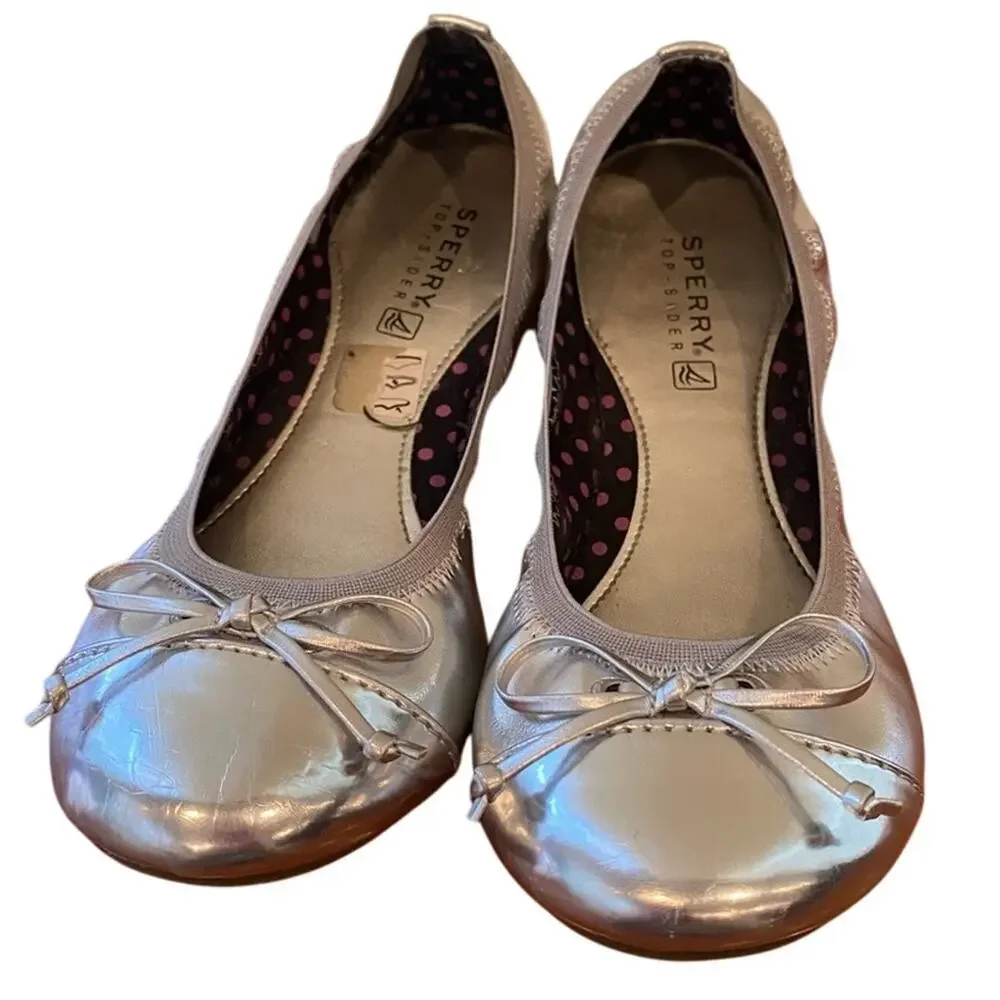 Sperry Elise Silver Ballet Flats sz 1.5 Silver Rounded Toe Shoes
